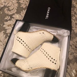 Woven leather booties